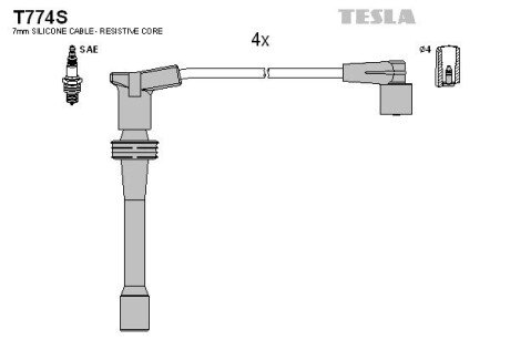 Провода свечные 2110-2112 инж (1,5 16кл) (силикон) TESLA BLATNA T774S