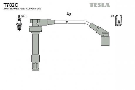 Комплект кабелiв запалювання TESLA T782C (фото 1)