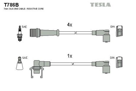 Комплект кабелiв запалювання TESLA T786B