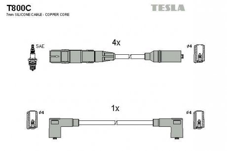 Комплект кабелiв запалювання T800C