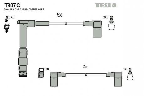 Комплект кабелiв запалювання TESLA T807C (фото 1)
