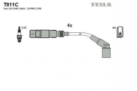 Комплект кабелiв запалювання TESLA T811C (фото 1)