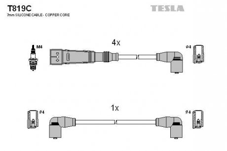 Комплект кабелiв запалювання TESLA T819C (фото 1)