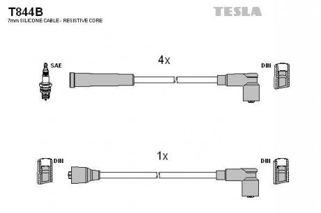 Комплект кабелiв запалювання TESLA T844B (фото 1)