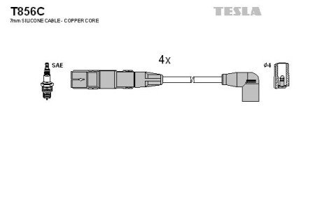 Комплект проводів запалювання TESLA T856C (фото 1)