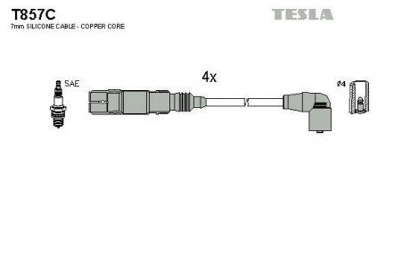 Комплект кабелiв запалювання TESLA T857C (фото 1)