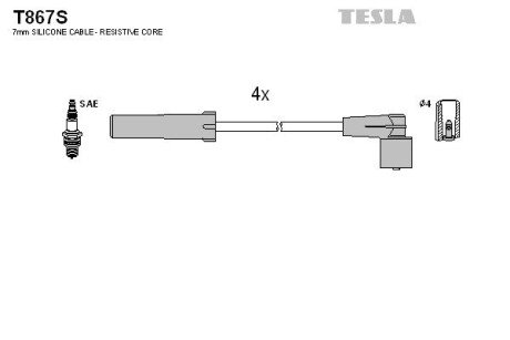 Дроти високовольтні 21214 1.7 (силікон) Tesla T867S