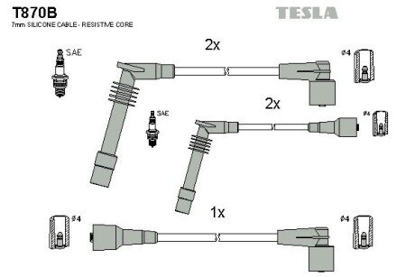 Провода высоковольтные, комплект Opel Vectra b 1.6 (95-03),Opel Vectra b 1.6 (95-02) (T870B) TESLA