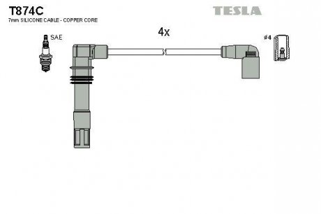 Комплект кабелiв запалювання TESLA T874C (фото 1)
