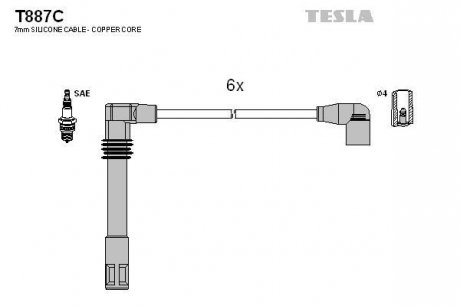 Комплект кабелiв запалювання TESLA T887C (фото 1)