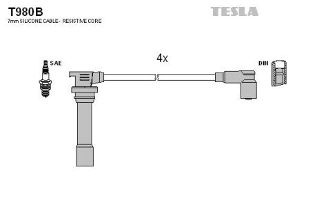 Комплект проводов зажигания T980B