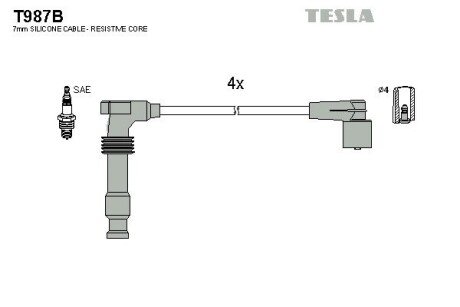 Комплект кабелiв запалювання T987B