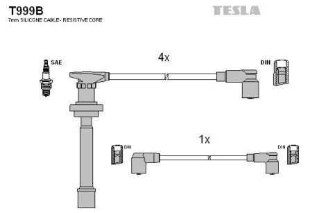 Провода высоковольтные, комплект Nissan (T999B) TESLA