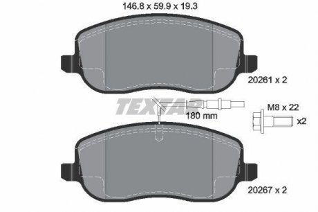 Дискові гальмівні колодки (передні) TEXTAR 2026101 (фото 1)