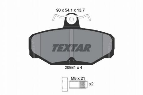 Гальмівні колодки, дискове гальмо (набір) TEXTAR 2098101 (фото 1)