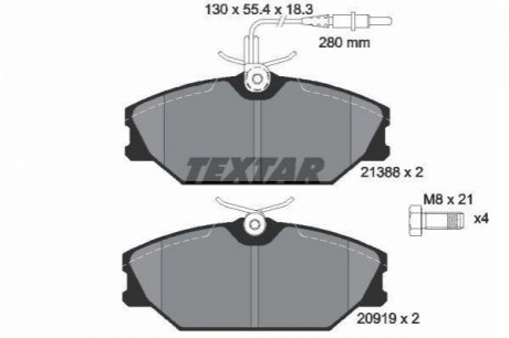 Гальмівні колодки, дискове гальмо (набір) TEXTAR 2138802 (фото 1)