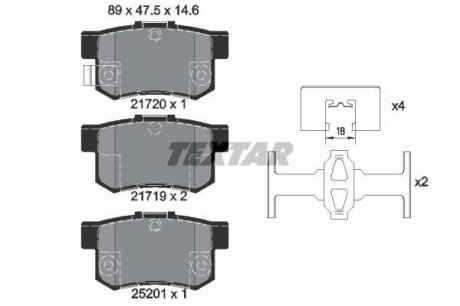 Дисковые тормозные колодки (задние) TEXTAR 2172001 (фото 1)