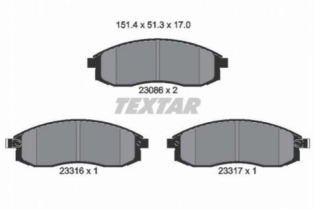 Гальмівні колодки, дискове гальмо (набір) TEXTAR 2308601 (фото 1)