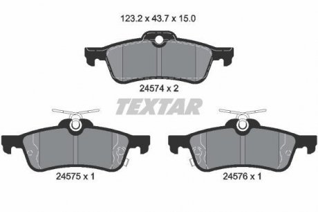 Дисковые тормозные колодки (задние) TEXTAR 2457401 (фото 1)
