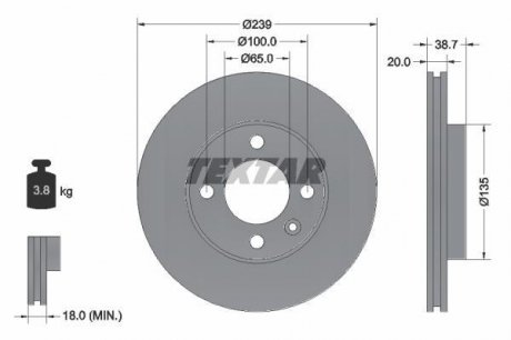 Тормозной диск (передний) TEXTAR 92012103 (фото 1)
