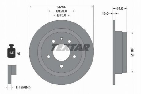 Гальмівний диск TEXTAR 92022400 (фото 1)