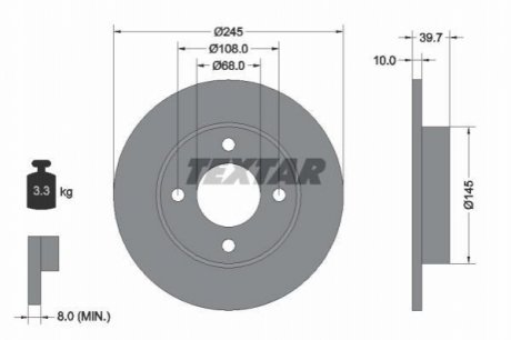Гальмівний диск TEXTAR 92026300 (фото 1)