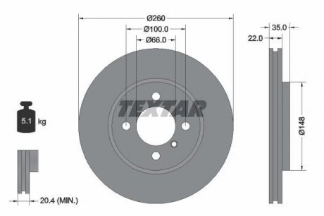 Тормозной диск TEXTAR 92026503 (фото 1)