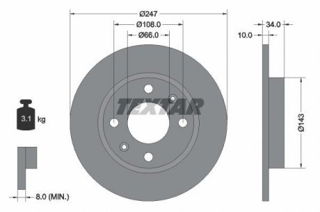 Гальмівний диск TEXTAR 92029803 (фото 1)