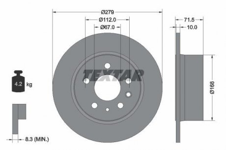 Гальмівний диск (задній) TEXTAR 92032600 (фото 1)