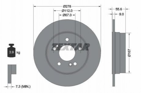 Гальмівний диск (задній) TEXTAR 92032703 (фото 1)