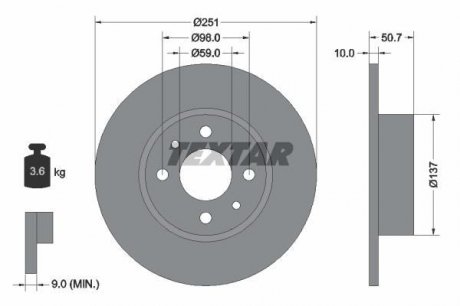 Гальмівний диск (задній) TEXTAR 92034203 (фото 1)