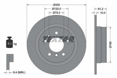 Гальмівний диск (задній) TEXTAR 92042303 (фото 1)