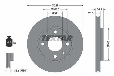 Тормозной диск TEXTAR 92043103 (фото 1)