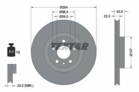 Гальмівний диск (передній) TEXTAR 92046803 (фото 1)