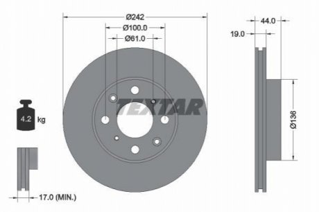 Гальмівний диск TEXTAR 92060700 (фото 1)
