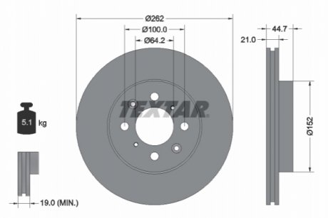 Тормозной диск (передний) TEXTAR 92060903 (фото 1)