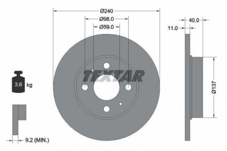 Тормозной диск TEXTAR 92061103 (фото 1)
