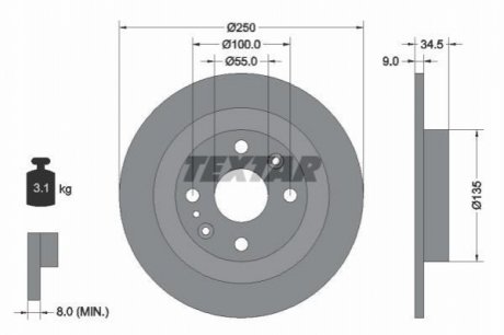 Гальмівний диск TEXTAR 92061700 (фото 1)
