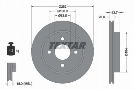 Гальмівний диск TEXTAR 92063603 (фото 1)