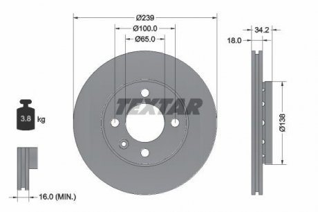 Тормозной диск (передний) TEXTAR 92072003 (фото 1)