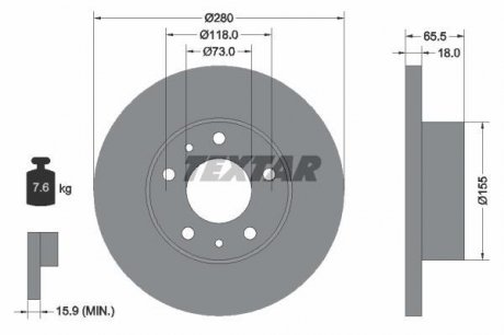 Гальмівний диск TEXTAR 92073703 (фото 1)