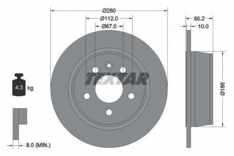 Гальмівний диск (задній) TEXTAR 92074503 (фото 1)