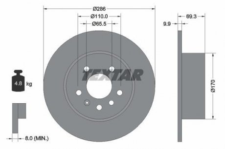 Тормозной диск TEXTAR 92075703 (фото 1)