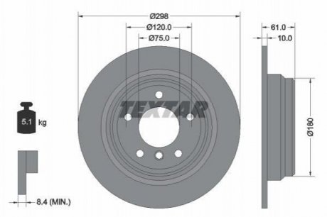 Гальмівний диск (задній) TEXTAR 92076603 (фото 1)