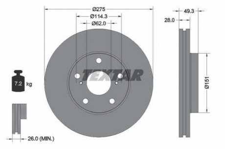 Тормозной диск (передний) TEXTAR 92077703 (фото 1)