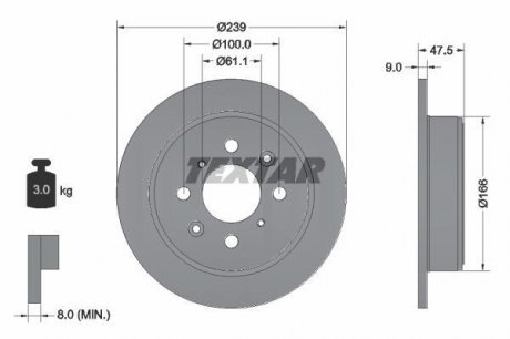 Гальмівний диск TEXTAR 92077903 (фото 1)