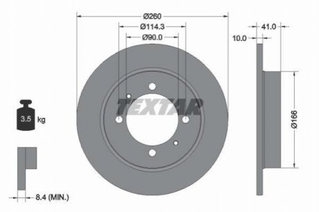 Тормозной диск (задний) TEXTAR 92083003 (фото 1)