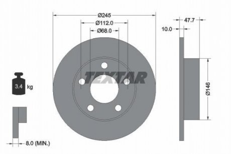 Гальмівний диск (задній) TEXTAR 92088503 (фото 1)