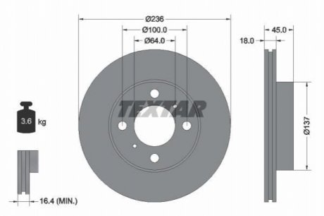 Тормозной диск (передний) TEXTAR 92089400 (фото 1)