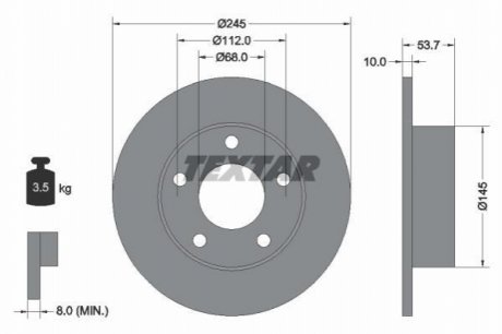 Гальмівний диск (задній) TEXTAR 92090803 (фото 1)